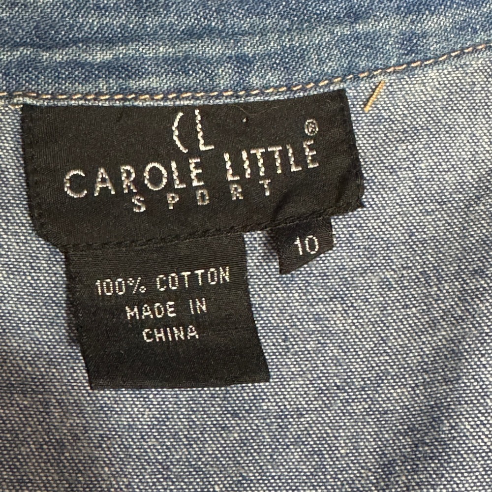 Vtg Carole Little Beaded Embellished Sleeveless‎ Blue Denim Top Sz 10 Beaded Y2K - Picture 10 of 11